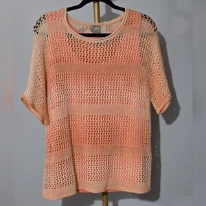 Chico's Apricot Dolman Sleeved Sweater Lace Knit Tee With Matching Tank